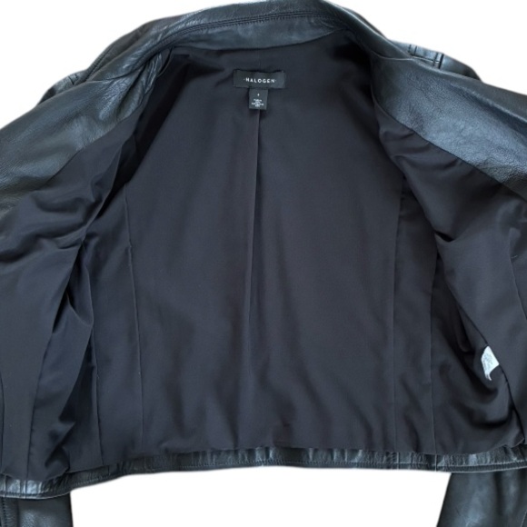 HALOGEN x NORDSTROM Black Leather Moto Jacket (S) - Picture 6 of 10
